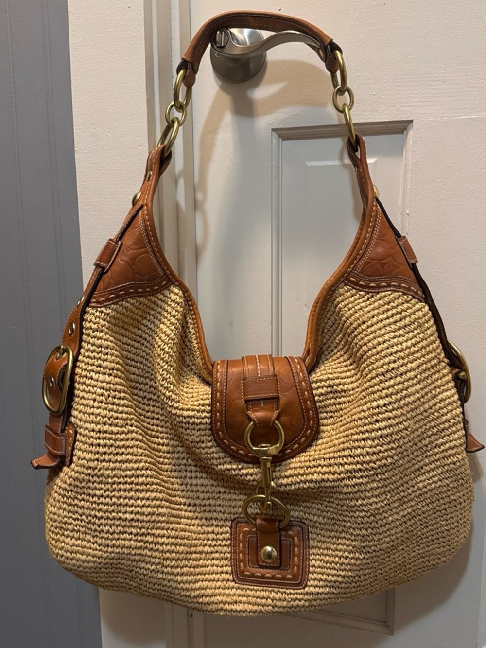 Coach Millie Straw Hobo Bag